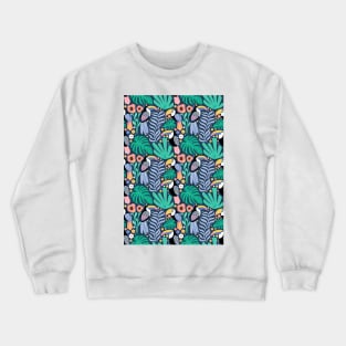 Toucan and Monstera - Pattern Crewneck Sweatshirt